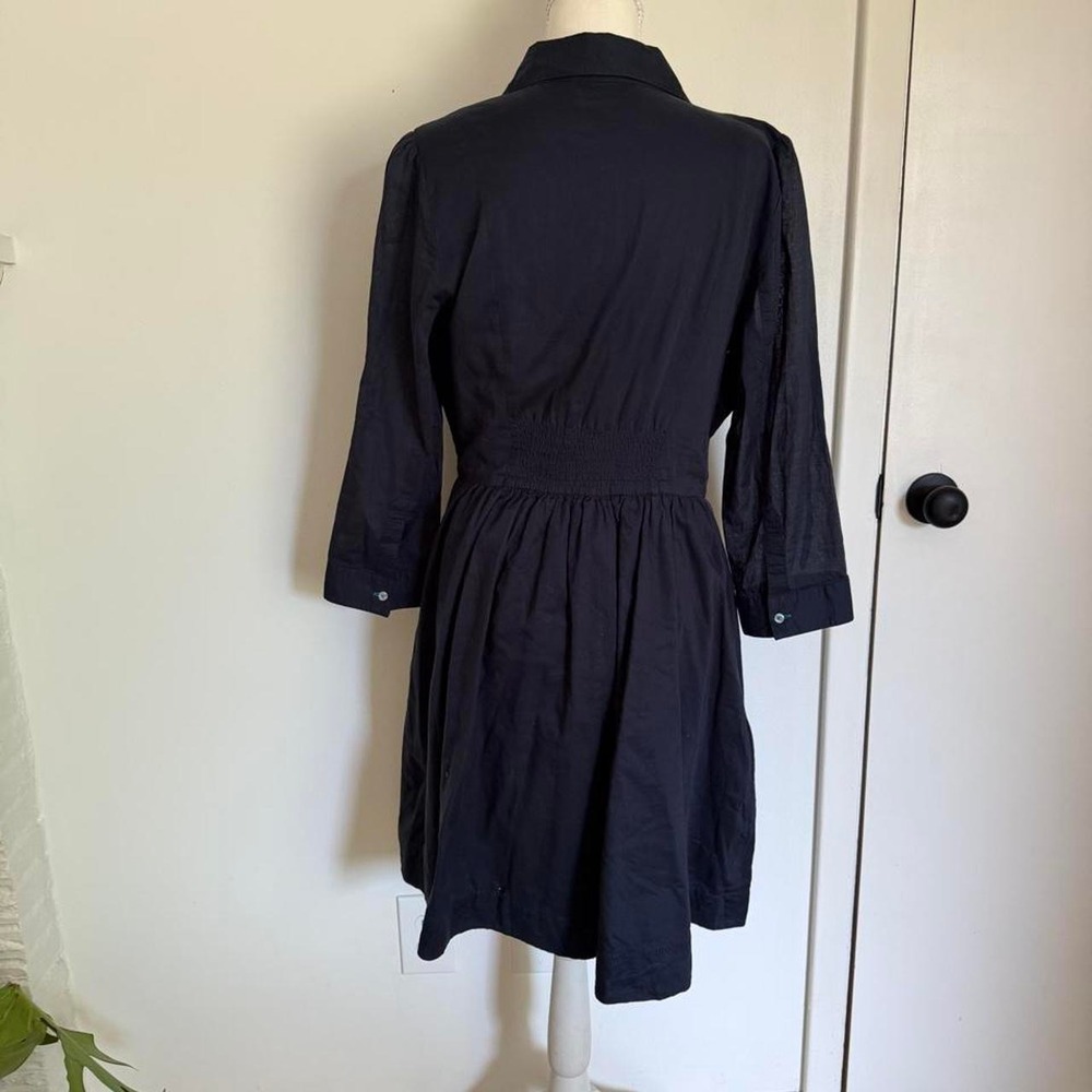 Moulinette Soeurs Anthropologie Navy Blue Cotton Button Front Shirt Dress 12 - Picture 3 of 6